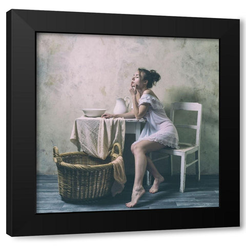 The Laundress Black Modern Wood Framed Art Print with Double Matting by Franke, Ruth