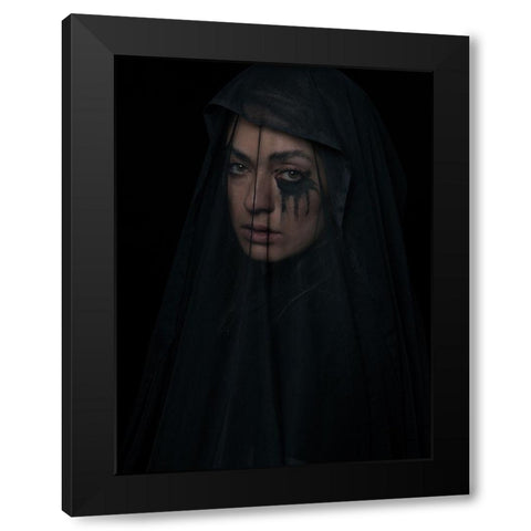 Pain Black Modern Wood Framed Art Print with Double Matting by Nour Mohahammadi, Roya