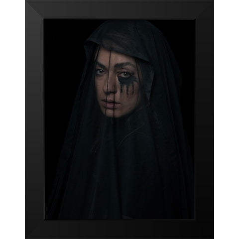 Pain Black Modern Wood Framed Art Print by Nour Mohahammadi, Roya