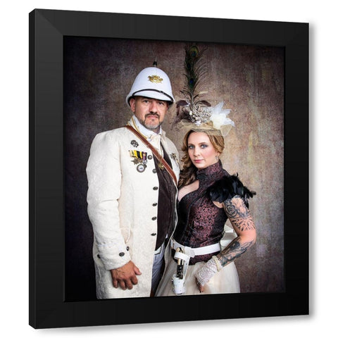 Steampunk Wars - The Diplomat  With Wife Black Modern Wood Framed Art Print by Springgay, Daniel