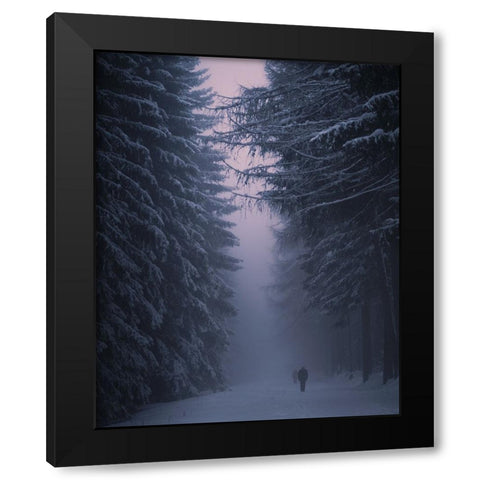 Winter Night Black Modern Wood Framed Art Print with Double Matting by Vukmanov, Adam