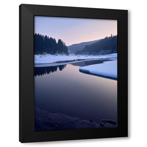 Elbe Reservoir Black Modern Wood Framed Art Print with Double Matting by Vukmanov, Adam