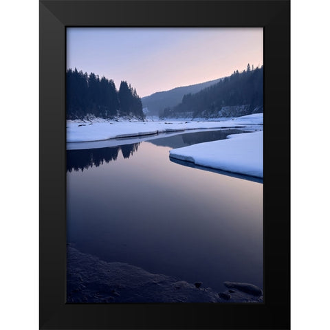 Elbe Reservoir Black Modern Wood Framed Art Print by Vukmanov, Adam