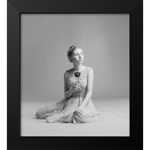 Rose Black Modern Wood Framed Art Print by Valentyn, Kolesnyk