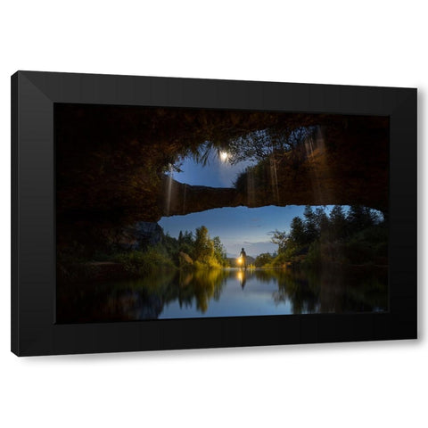 Water Moon Cave Black Modern Wood Framed Art Print with Double Matting by Simoon