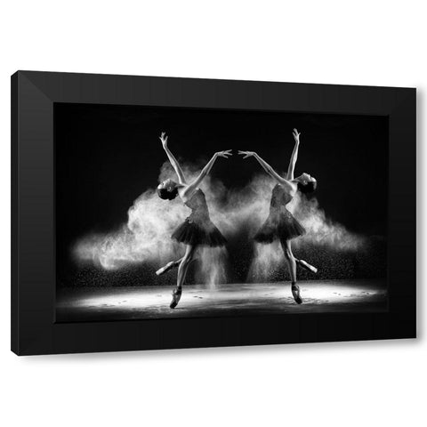 Double Bends Black Modern Wood Framed Art Print with Double Matting by Bunjamin (Abe), Antonyus