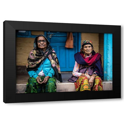 Sisters Black Modern Wood Framed Art Print by Adrian