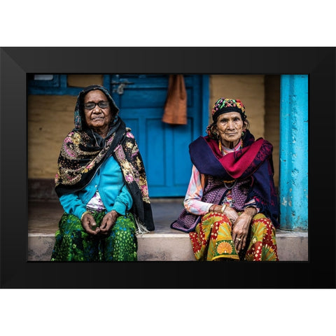 Sisters Black Modern Wood Framed Art Print by Adrian