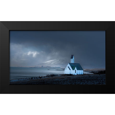 Lonely Black Modern Wood Framed Art Print by Lu, Alex