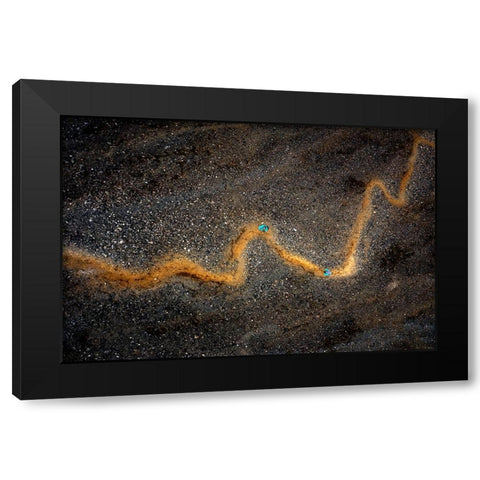 Stock Chart -- Aerial Abstract Of A Hiking Trail Black Modern Wood Framed Art Print with Double Matting by Bian, James