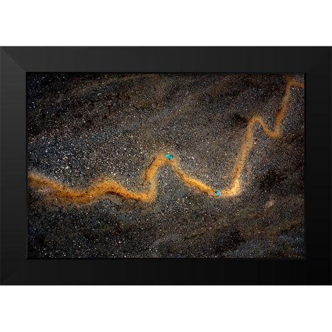 Stock Chart -- Aerial Abstract Of A Hiking Trail Black Modern Wood Framed Art Print by Bian, James