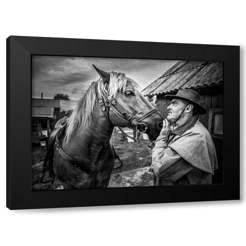 Real Feelings Black Modern Wood Framed Art Print by Girmencea, Robert