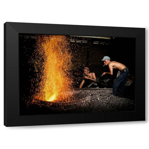 At Work 2 Black Modern Wood Framed Art Print with Double Matting by Yuk Kong, John