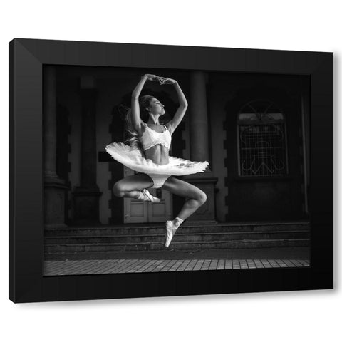 Ballerina Is Posing 6 Bw Black Modern Wood Framed Art Print by Nanev, Vasil