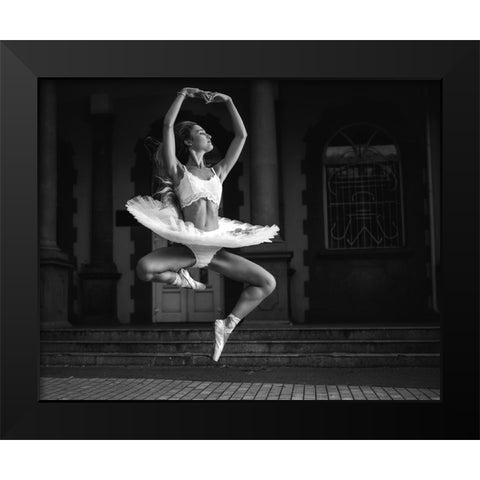 Ballerina Is Posing 6 Bw Black Modern Wood Framed Art Print by Nanev, Vasil