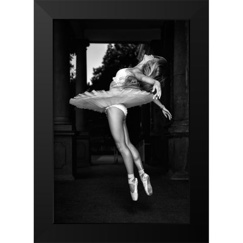 Ballerina Is Posing 8 Bw Black Modern Wood Framed Art Print by Nanev, Vasil