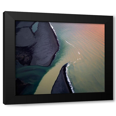RIVer Mouth In Sunrise Light Black Modern Wood Framed Art Print by Dou, Shenshen