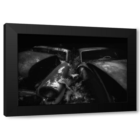 Two Volvos Black Modern Wood Framed Art Print with Double Matting by Pettersson, Benny