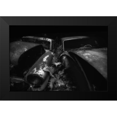 Two Volvos Black Modern Wood Framed Art Print by Pettersson, Benny