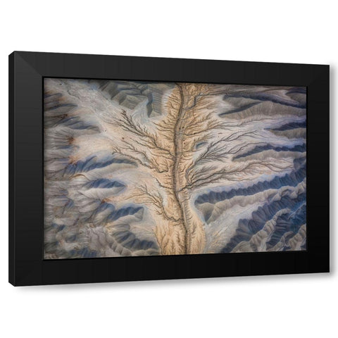 Badlands From The Above Black Modern Wood Framed Art Print by Zheng, Michael