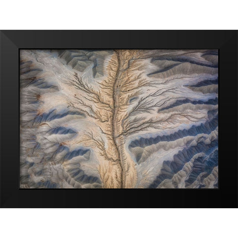 Badlands From The Above Black Modern Wood Framed Art Print by Zheng, Michael