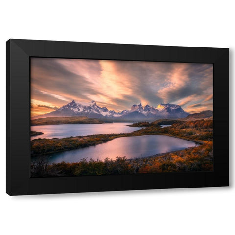 Autumn At Torres Del Paine Black Modern Wood Framed Art Print with Double Matting by And Hongchao, Gu