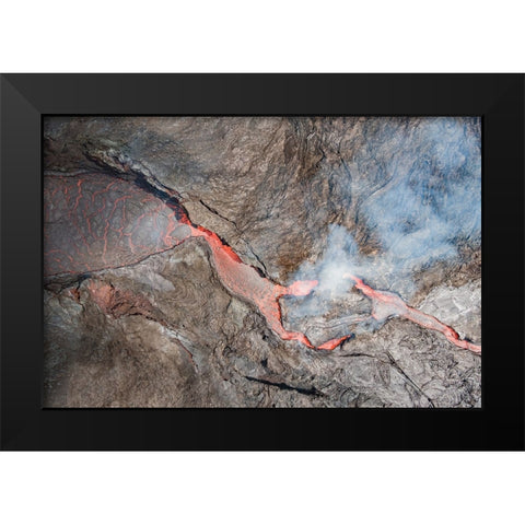Fagradalsfjall Volcano Black Modern Wood Framed Art Print by Kravanja, Jure