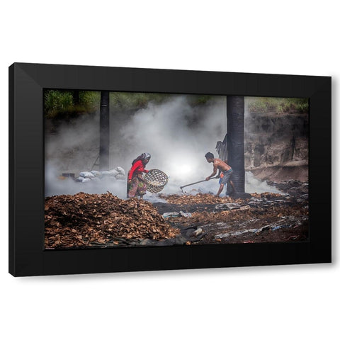 Make Charcoal From Coconut Shells Black Modern Wood Framed Art Print with Double Matting by Muliani Hartojo, Angela