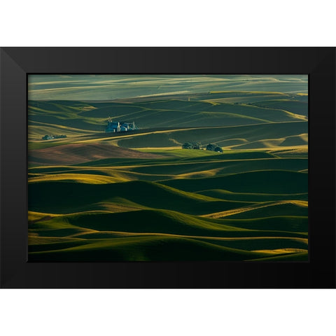Palouse Wheat Fields Black Modern Wood Framed Art Print by Dickau, Kristel