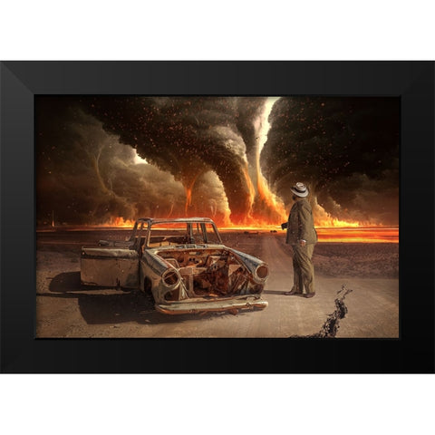 Firestorm Black Modern Wood Framed Art Print by Egger, Marcel