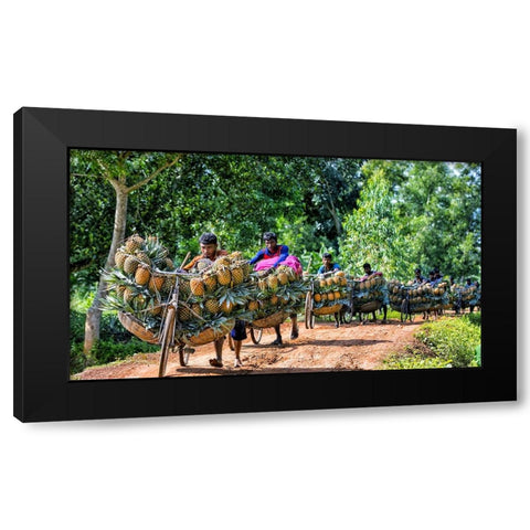 Moving Pineapple Black Modern Wood Framed Art Print by Rahman Nasim, Mostafijur