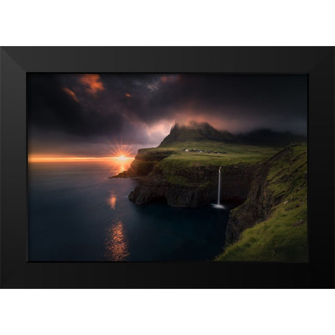 Maolafossur Black Modern Wood Framed Art Print by Nienartowicz, Karol