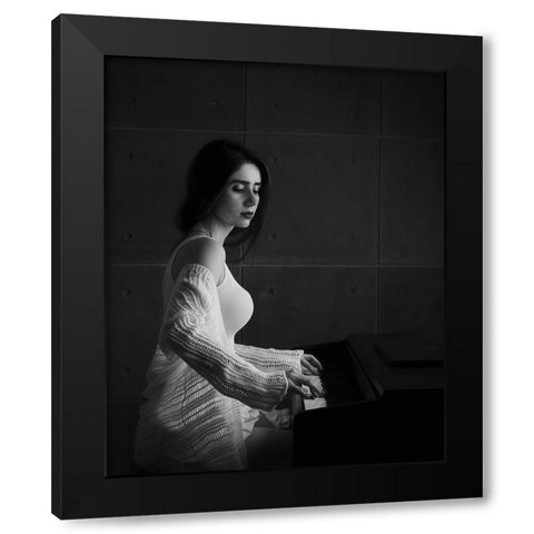 Iranian Female Instrumentalists (Piano) Black Modern Wood Framed Art Print by Keramati, Saeed