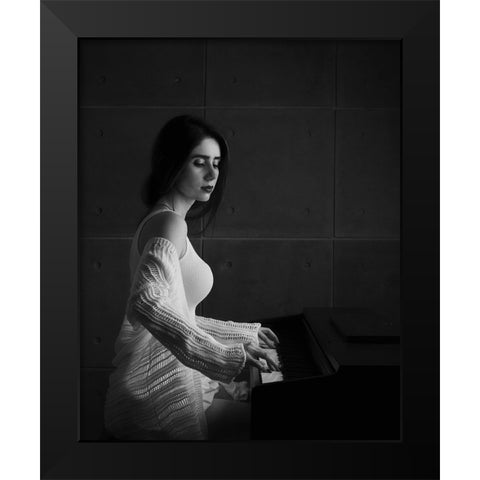 Iranian Female Instrumentalists (Piano) Black Modern Wood Framed Art Print by Keramati, Saeed