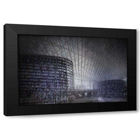 Chaos At Library Black Modern Wood Framed Art Print with Double Matting by Kim, Youngil