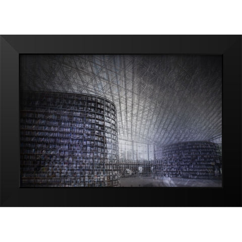 Chaos At Library Black Modern Wood Framed Art Print by Kim, Youngil