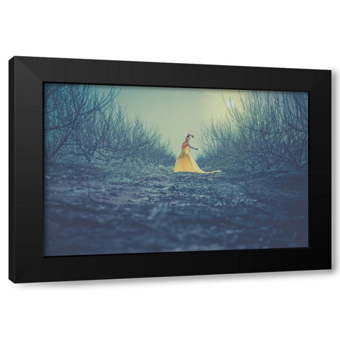 Winter Dance Black Modern Wood Framed Art Print with Double Matting by Levy, Sharon