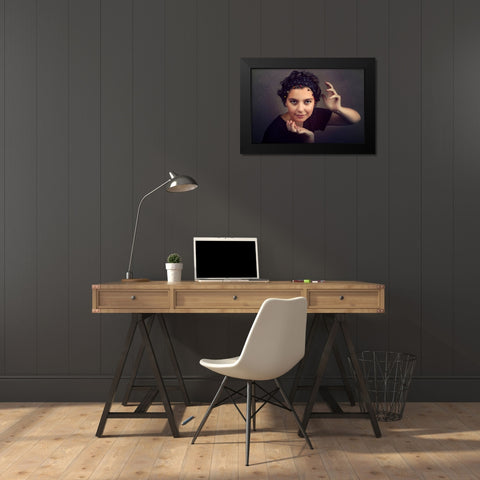 Enchanted Black Modern Wood Framed Art Print by Kiral, Cicek