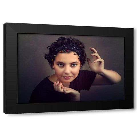 Enchanted Black Modern Wood Framed Art Print by Kiral, Cicek