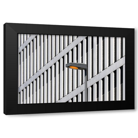 Wall Patterns And Lamp Black Modern Wood Framed Art Print by Hawerkamp, Hans-Wolfgang