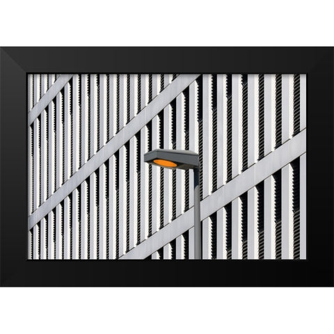 Wall Patterns And Lamp Black Modern Wood Framed Art Print by Hawerkamp, Hans-Wolfgang