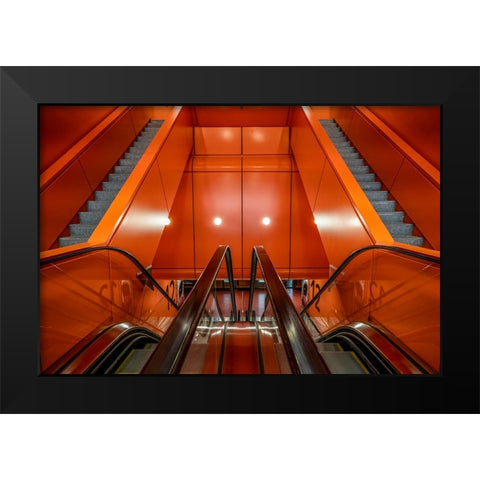 Up And Down Black Modern Wood Framed Art Print by Koer, Jaap