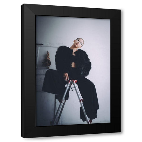 Oto Black Modern Wood Framed Art Print with Double Matting by H112O1