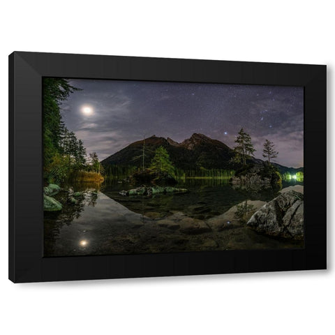Hintersee Night Black Modern Wood Framed Art Print with Double Matting by Keller