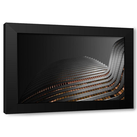 The Wave Black Modern Wood Framed Art Print with Double Matting by Endermann, Rolf