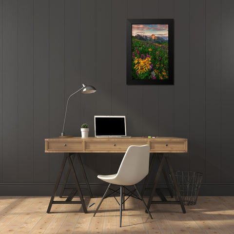 Colorful Season Black Modern Wood Framed Art Print by Xu, Mei