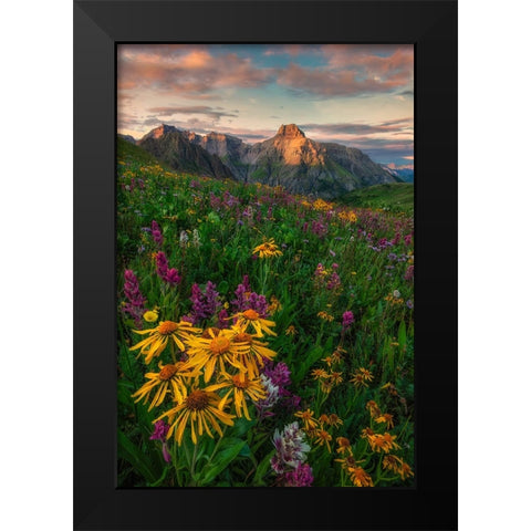 Colorful Season Black Modern Wood Framed Art Print by Xu, Mei