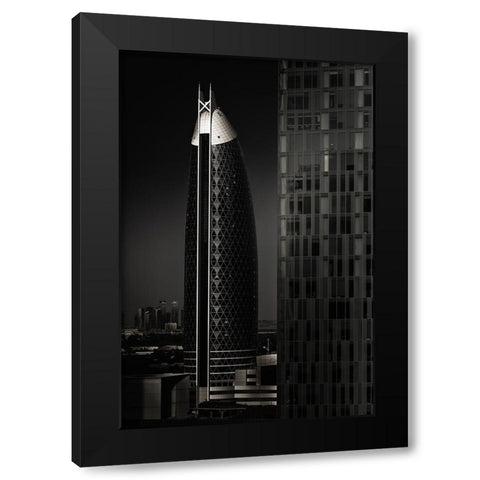 Textured  - Dubai Black Modern Wood Framed Art Print by Mathew, Jobin
