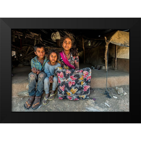 Nomadic Brothers And Sisters Black Modern Wood Framed Art Print by Damico, Giuseppe