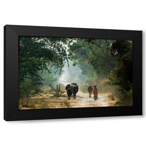 On The Road Black Modern Wood Framed Art Print with Double Matting by Damico, Giuseppe